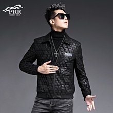 (男士薄外套) 海寧皮衣男西裝領中年男士外套春秋薄款中青年皮夾克虎虎男裝 歷史價格詳細信息