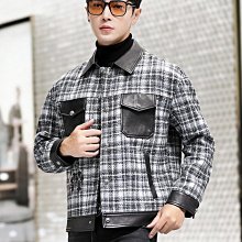 拼接皮衣外套男士2022新款春秋季潮牌痞帥精神小伙男裝皮夾克上衣-促銷 歷史價格詳細信息