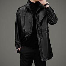 男裝真皮皮衣2023男士皮草皮衣外套都市休閑翻領冬季男中長款皮衣外套潮外套A893734 歷史價格詳細信息
