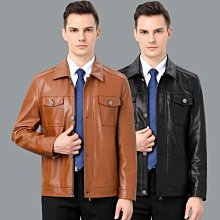 男裝真皮皮衣2023男士皮草皮衣外套都市休閑翻領冬季男中長款皮衣外套潮外套A893734 歷史價格詳細信息