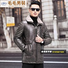 皮衣款男真皮皮衣翻領中年裝白鴨絨冬季加厚加絨綿羊皮真皮皮衣皮夾克外套A891924 歷史價格詳細信息