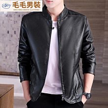 男士外套 秋冬外套男 男士皮衣修身新款韓版潮流帥氣派克服休閑翻領中年爸爸裝夾克外套 歷史價格詳細信息