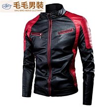 跨境皮衣男裝多色外套素色男式PU皮衣秋季機車服新款男士夾克刷毛-毛毛男裝 歷史價格詳細信息