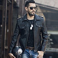 新款真皮皮衣男春秋季翻領中年男士中長款夾克外套商務休閑上衣外套A881620 歷史價格詳細信息