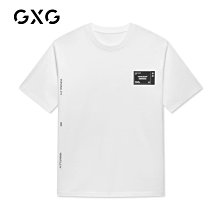 【熱賣精選】GXG男裝【斯文系列】21年夏季新品黑色簡約印花圓領短袖T恤男士潮 歷史價格詳細信息
