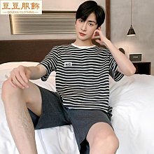睡衣男士夏季條紋短袖長褲2024年男款薄款可外穿家居服套裝 歷史價格詳細信息