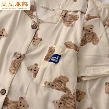 純棉小熊睡衣女 縐布系帶女士家居服 柔軟舒適親膚睡衣睡褲套裝 歷史價格詳細信息
