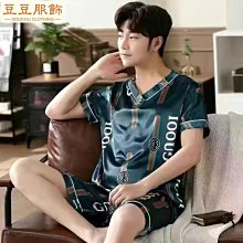 夏季短袖睡衣 男士睡衣 冰絲睡衣男 休閒睡衣男  睡衣男夏季絲綢薄款短袖冰絲套裝大尺碼男士夏天睡衣韓版休閒家【潮匠五金家居】 歷史價格詳細信息