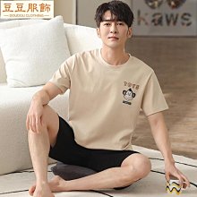 睡衣 睡衣男士夏季純棉短袖休閑高檔男款夏天薄款全棉加大碼家居服套裝 夏季 -促銷 歷史價格詳細信息