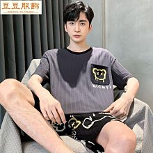 睡衣男春夏季純棉短袖長褲卡通學生青少年薄款夏天家居服大碼套裝 歷史價格詳細信息