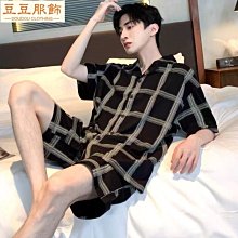 新款睡衣男士夏季100純棉短袖長褲青少年可外穿夏天薄款家居服套-豆豆服飾 歷史價格詳細信息