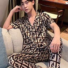 仿真冰絲睡衣 男士  絲綢男式短袖長褲 簡約休閑家居服 套裝 歷史價格詳細信息