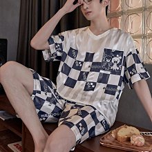 男士睡衣男款夏季 冰絲綢 夏天短袖男式英文家居服夏款2023【超齡男裝】 歷史價格詳細信息