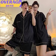 高級感黑色情侶睡衣男女夏季冰絲短袖短褲仿真絲綢涼感夏天【超齡男裝】 價格比較,價格查詢,歷史價格詳細信息