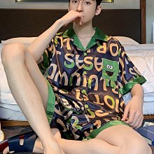 涼感男士睡衣短袖短褲夏季薄款冰絲純色學生青少年男士家居服套裝-豆豆服飾 歷史價格詳細信息