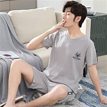 睡衣男夏季純棉薄款短袖短褲可外穿套裝休閒加大碼男士涼感家居服 歷史價格詳細信息