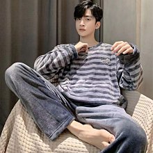 珊瑚絨睡衣男秋冬款長袖加厚加絨男士套裝法蘭絨男款家居服可外穿 歷史價格詳細信息