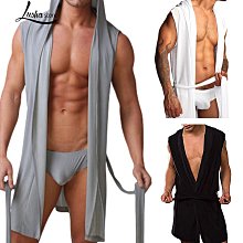 新品 男士浴袍 無袖浴袍 睡衣套裝 浴袍 男無袖絲滑睡衣 男式帶帽睡袍 睡褲薄款家居服々 歷史價格詳細信息