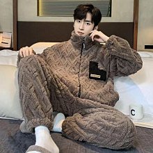 男士睡衣男冬季加厚法蘭絨秋冬珊瑚絨套裝春秋長袖家居服大尺碼秋季 歷史價格詳細信息