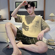 睡衣 純棉睡衣男薄款純棉夏季短袖長褲全棉青中年家居服套裝可外穿 夏季 -促銷 歷史價格詳細信息
