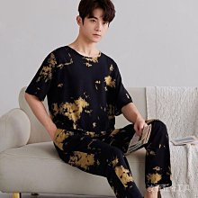 男士睡衣夏季純棉薄款圓領短袖青少年寬鬆休閒簡約條紋短褲家居服 歷史價格詳細信息