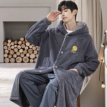 秋冬季男士珊瑚絨睡衣加厚加絨長袖保暖可外穿法蘭絨家居服套裝[樂營睡衣] 歷史價格詳細信息