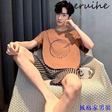 男家居服套裝L4XL 夏季男士睡衣男夏棉質加肥加大尺碼夏天家居服短袖青年韓版薄款短袖-豆豆服飾 歷史價格詳細信息
