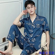 睡衣男款夏季冰絲短袖家居服薄款大碼寬松仿真絲綢男士新款 歷史價格詳細信息