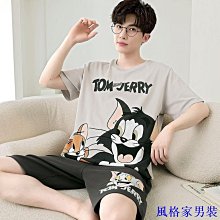 男士睡衣夏季純棉短袖加大碼卡通青少年男全棉薄款夏天家居服套裝-豆豆服飾 歷史價格詳細信息