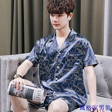睡衣男夏短袖短褲套裝薄款男士睡衣春冰絲絲綢家居服套裝韓版大碼 歷史價格詳細信息