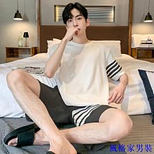 睡衣 純棉睡衣男薄款純棉夏季短袖長褲全棉青中年家居服套裝可外穿 夏季 -促銷 歷史價格詳細信息