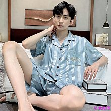 小外套短袖睡衣男 夏季薄款 男生睡衣 寬鬆百搭 【D502】男士睡衣男夏季薄款冰絲短袖寬鬆家居服大尺碼夏天仿真絲綢春秋套 夏季 涼感 舒適 歷史價格詳細信息