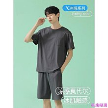 男士睡衣男夏季棉短袖外穿涼感男款夏天薄2024新款男生大碼傢居服 夏季 涼感 舒適 歷史價格詳細信息