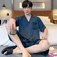 涼感男士睡衣短袖短褲夏季薄款冰絲純色學生青少年男士家居服套裝-豆豆服飾 歷史價格詳細信息