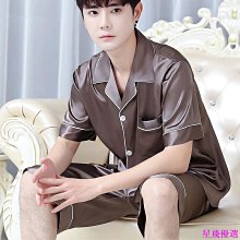 夏季短袖睡衣 男士睡衣 冰絲睡衣男 休閒睡衣男  睡衣男夏季絲綢薄款短袖冰絲套裝大尺碼男士夏天睡衣韓版休閒家【潮匠五金家居】 歷史價格詳細信息