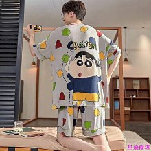 男士薄款睡衣套裝 男睡衣 冰絲薄短袖套裝大尺碼青少卡通家居服 夏季 涼感 舒適 歷史價格詳細信息