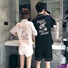 夏天情侶睡衣女夏季冰絲短袖涼感高級感網紅風可外穿男家居服套裝 歷史價格詳細信息