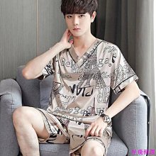 可外穿男士居家服 家居服套裝 短袖睡衣男 夏季薄款 【D606】高檔冰絲睡衣夏季芝麻街短袖短褲冰絲睡衣男絲綢男士家居服套 夏季 涼感 舒適 歷史價格詳細信息