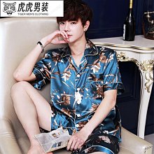 小外套短袖睡衣男 夏季薄款 男生睡衣 寬鬆百搭 【D502】男士睡衣男夏季薄款冰絲短袖寬鬆家居服大尺碼夏天仿真絲綢春秋套 夏季 涼感 舒適 歷史價格詳細信息