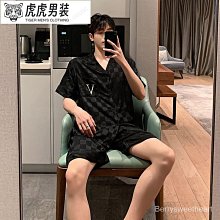 冰絲睡衣男夏季薄款短袖加肥大尺碼高檔男士夏天仿真絲綢家居服套裝 歷史價格詳細信息