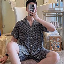 小外套短袖睡衣男 夏季薄款 男生睡衣 寬鬆百搭 【D502】男士睡衣男夏季薄款冰絲短袖寬鬆家居服大尺碼夏天仿真絲綢春秋套 夏季 涼感 舒適 歷史價格詳細信息