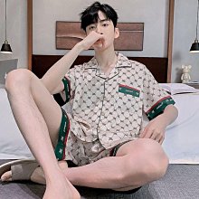 可外穿男士居家服 家居服套裝 短袖睡衣男 夏季薄款 【D606】高檔冰絲睡衣夏季芝麻街短袖短褲冰絲睡衣男絲綢男士家居服套 夏季 涼感 舒適 歷史價格詳細信息