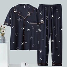 純棉睡衣 夏季居傢服 薄款圓領睡衣 可外穿睡衣 [D718]睡衣男青少年男士半袖睡衣青年薄款短袖長褲卡通傢居服純棉套裝夏 歷史價格詳細信息