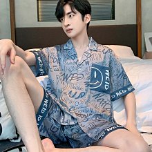 夏季短袖睡衣 男士睡衣 冰絲睡衣男 休閒睡衣男  睡衣男夏季絲綢薄款短袖冰絲套裝大尺碼男士夏天睡衣韓版休閒家【潮匠五金家居】 歷史價格詳細信息