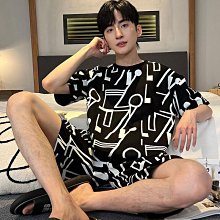 男士夏季睡衣韓版男士睡衣短袖夏季薄款仿棉開衫休閒可外穿寬鬆傢居服套裝大尺碼 歷史價格詳細信息