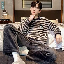 睡衣男珊瑚絨秋冬厚款寬鬆男士睡衣胖子加肥加大法蘭絨家居服套裝 歷史價格詳細信息