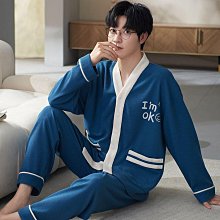 男士睡衣 純棉男睡衣 長袖長褲套裝睡衣 純色韓版睡衣 男裝大碼 歷史價格詳細信息