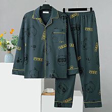 長袖長褲套裝 翻領睡衣 寬鬆簡約睡衣 男開衫睡衣 [D903]春秋季純棉睡衣套裝男胖子肥佬長袖全棉寬鬆加肥大號家居服開衫 歷史價格詳細信息