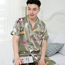 ????熱賣???? 睡衣男夏季男士冰絲夏天短袖套裝春秋男男款薄款短褲家居服絲綢虎虎男裝 歷史價格詳細信息