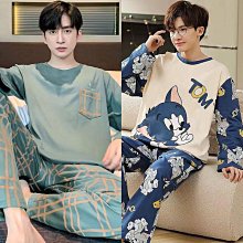 大尺碼睡衣男 棉睡衣男 長袖睡衣男 兩件事睡衣 100%純棉男士睡衣春秋長袖棉質小外套家居服青中年全棉家居服滿599免運 歷史價格詳細信息